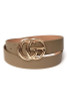 CG double ring gold buckle faux leather belt camel one size.