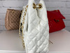 White Quilted Chain Handbag Front Pocket Zipper Closure Large Bag