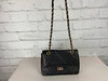 Black Quilted Wide Chain Handbag  Square Quilted Pattern Shoulder or Cross Body Customizable Chain Strap