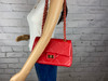 Red Quilted Wide Chain Handbag  Square Quilted Pattern Shoulder or Cross Body Customizable Chain Strap