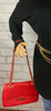 Red Quilted Wide Chain Handbag  Square Quilted Pattern Shoulder or Cross Body Customizable Chain Strap
