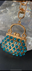 Bling chic stone embellished pendant keychain charm. 5 different stone colors set in fashion silver or gold, teal gold.