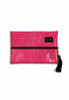 Designer makeup bag large hot pink sleek gator texture
