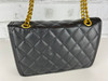 Black quilted shoulder bag gold chain lozenge pattern embossed shoulder bag. Size 8.7 X 5.9 X 2.8 in.
