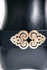 Black elastic wide belt bow and gold buckle rhinestones one size