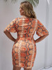 Women's coral snake print dress. Stretchy very flattering tie front belt loops bell sleeves. Womens Fit Plus Sizes Knee Length Patterned All Over.