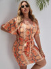Women's coral snake print dress. Stretchy very flattering tie front belt loops bell sleeves. Womens Fit Plus Sizes Knee Length Patterned All Over.