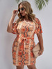 Women's coral snake print dress. Stretchy very flattering tie front belt loops bell sleeves. Womens Fit Plus Sizes Knee Length Patterned All Over.