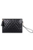 Black quilted tassel clutch bag purse