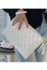 White quilted tassel clutch bag purse