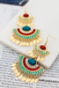 BoHo colorful statement earrings with stones, rhinestones and metal drops