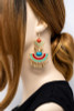 BoHo colorful statement earrings with stones, rhinestones and metal drops