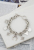 Chunky charm Silvertone bracelet with chain toggle closure