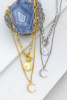 Dual necklace set with moon and star coin crescent pendants Gold tone