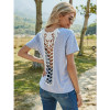Lace Back Detail Gray T-Shirt