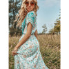Tulip sleeve BoHo dress light teal blue