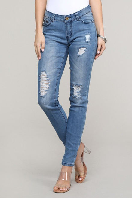 Distressed Cropped Destroyed Skinny Jean