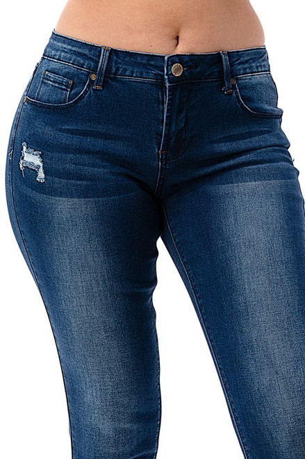 Stretch mid rise jeans medium blue buttery soft