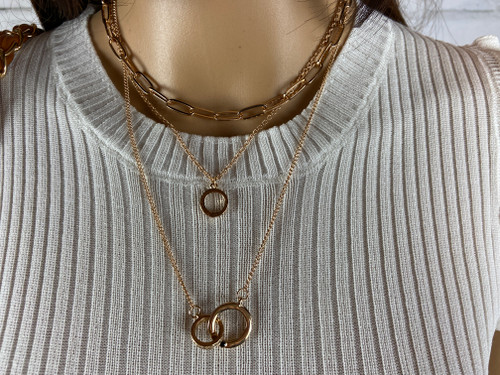 Triple layer necklace gold plated 19", 16", 14"