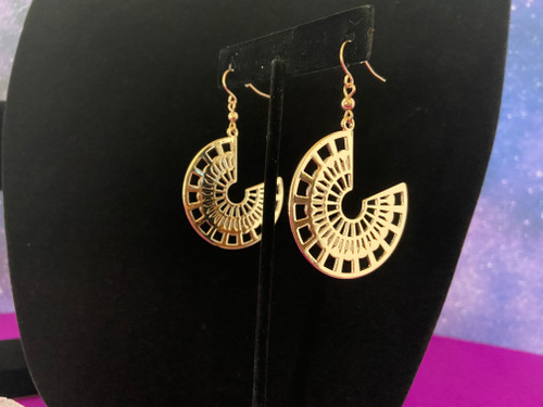 Gold plated fan design earrings