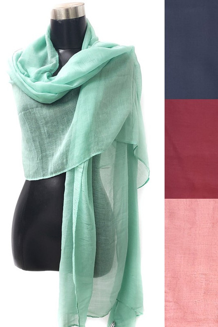 Oblong long wrap shawl scarf lightweight 5 pack.
 2 black  1 beige 1 Burgundy 1 lavender made with ultra soft chiffon like material solid colors long 32 x 78
