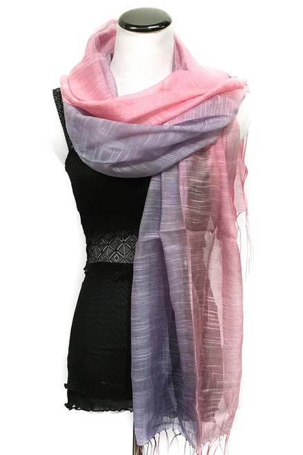 Pink & Lavender Wrap, Shawl, Scarf, Beach Cover-Up 24" X 70"+5" Oblong.