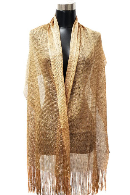 Gold Shimmering Oblong Shawl Wraps scarf, 5 colors  long fringe scarf One size