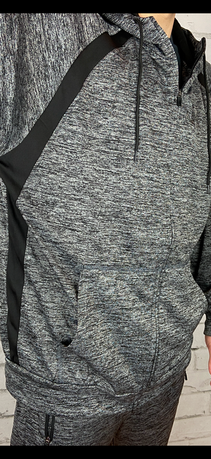 Men's gray and black premium quality hooded track suit/jogger set.