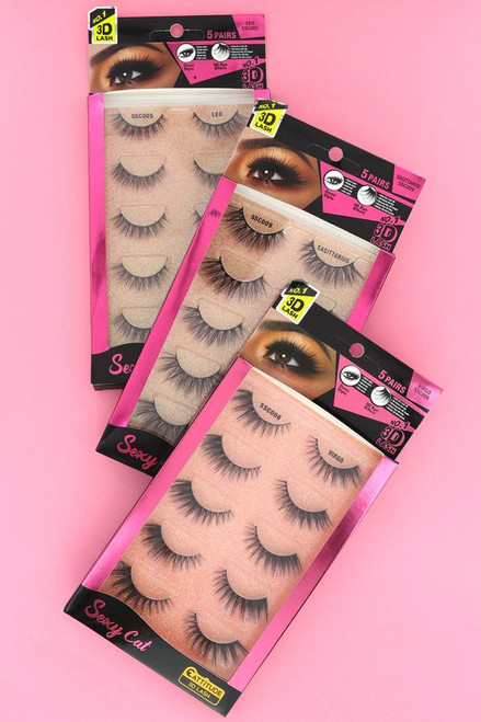 5 pairs sexy cat lashes false eyelashes 3-D eye effect very black 5sc005 Leo lashes