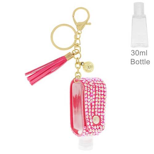 Bling sparkly tassel stone pouch holder keychain in fashion diamond pink