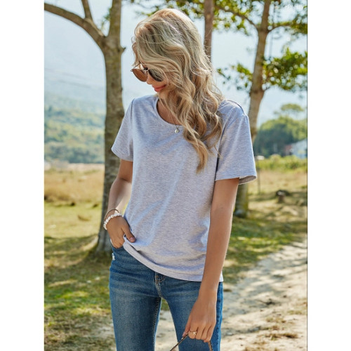 Lace Back Detail Gray T-Shirt
