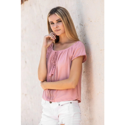 Pink blouse with tassel XS - XXL