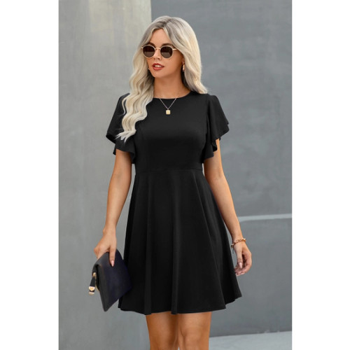 Little black dress!  Ruffle sleeve A-line dress