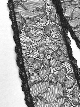 Prayer Veil - Black Lace - Meadow Blossoms - 3 1/2" - Chapel