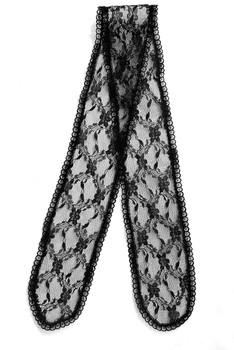 Prayer Veil - Black Lace - Twin Floral - 3 1/2" - Straight