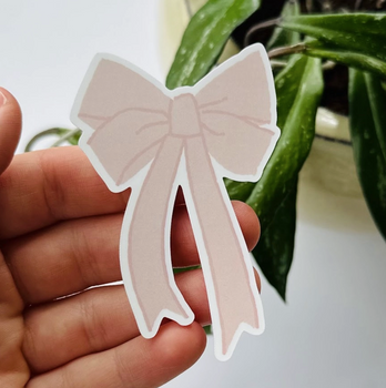 Pink Bow Charm Pastel Vinyl Sticker -  by EB Design