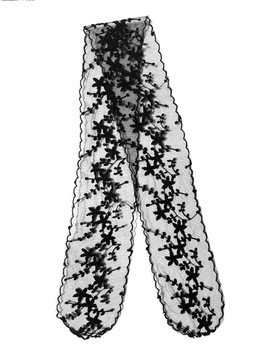 Prayer Veil - Black Lace - Cherry Blossoms - 3 1/4" - Straight