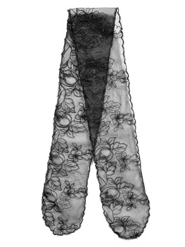 Prayer Veil - Black Lace - Midnight Bloom - 3 1/4" - Straight