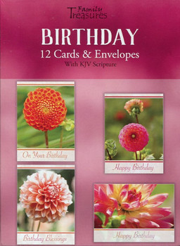 KJV Boxed Cards - Birthday, Dahlias