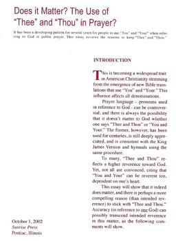 Does it Matter? The Use of Thee and Thou in Prayer - MP3 Download