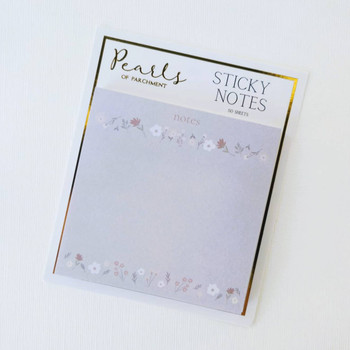 Wildflower Gray Floral Sticky Notes by Pearls of Parchment