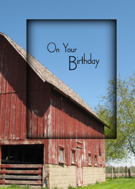 On Your Birthday Barn - KJV Scripture Greeting Card - 5X7