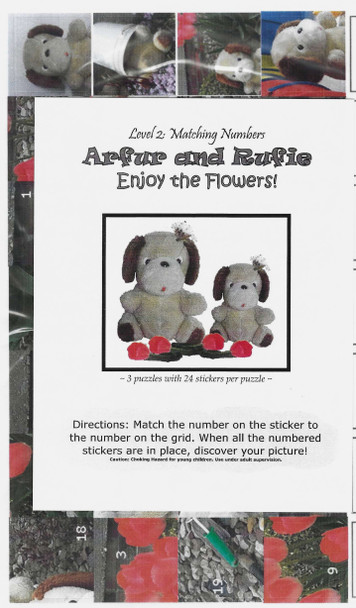 Sticker Puzzles - Arfur and Rufie Enjoy the Flowers! Level 2 (matching numbers) 