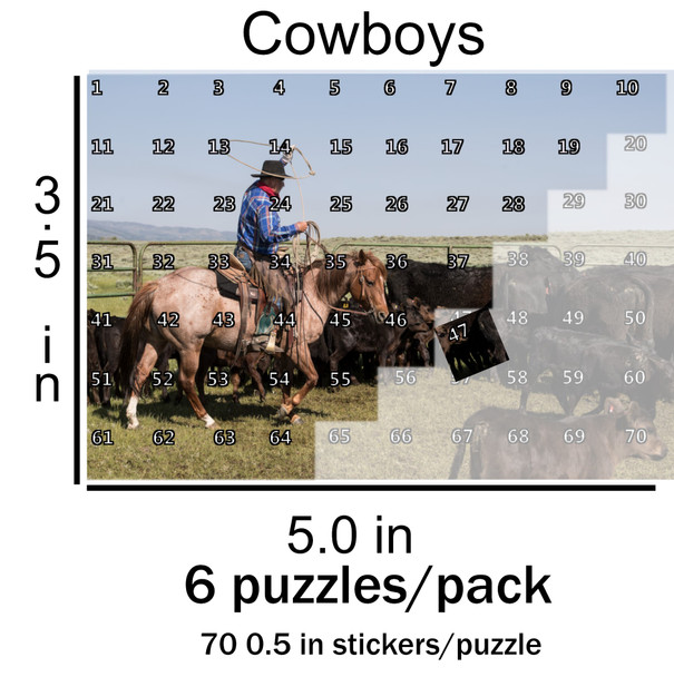 Sticker Puzzles-Cowboys, Set of 6