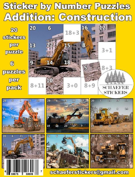 Sticker Puzzles (Addition) - Construction, Set of 6