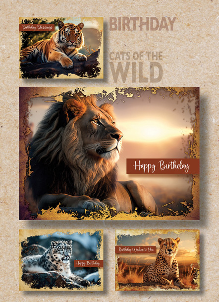 KJV Boxed Cards - Birthday, Cats of the Wild by Heartwarming Thoughts