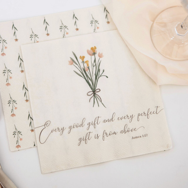 Every Good Gift James 1:17 -  Luncheon Napkins with KJV Bible Verse - 6.5 x 6.5" (20/pkg)