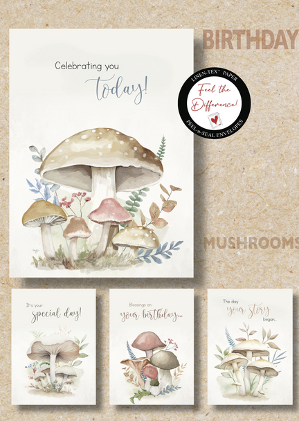 KJV Boxed Cards - Birthday, Mushrooms by Heartwarming Thoughts