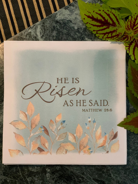 He Is Risen As He Said -  Easter Luncheon Napkins with KJV Bible Verse - 6.5 x 6.5" (16/pkg)