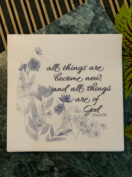 All Things Are Become New -  Luncheon Napkins with KJV Bible Verse - 6.5 x 6.5" (16/pkg)
